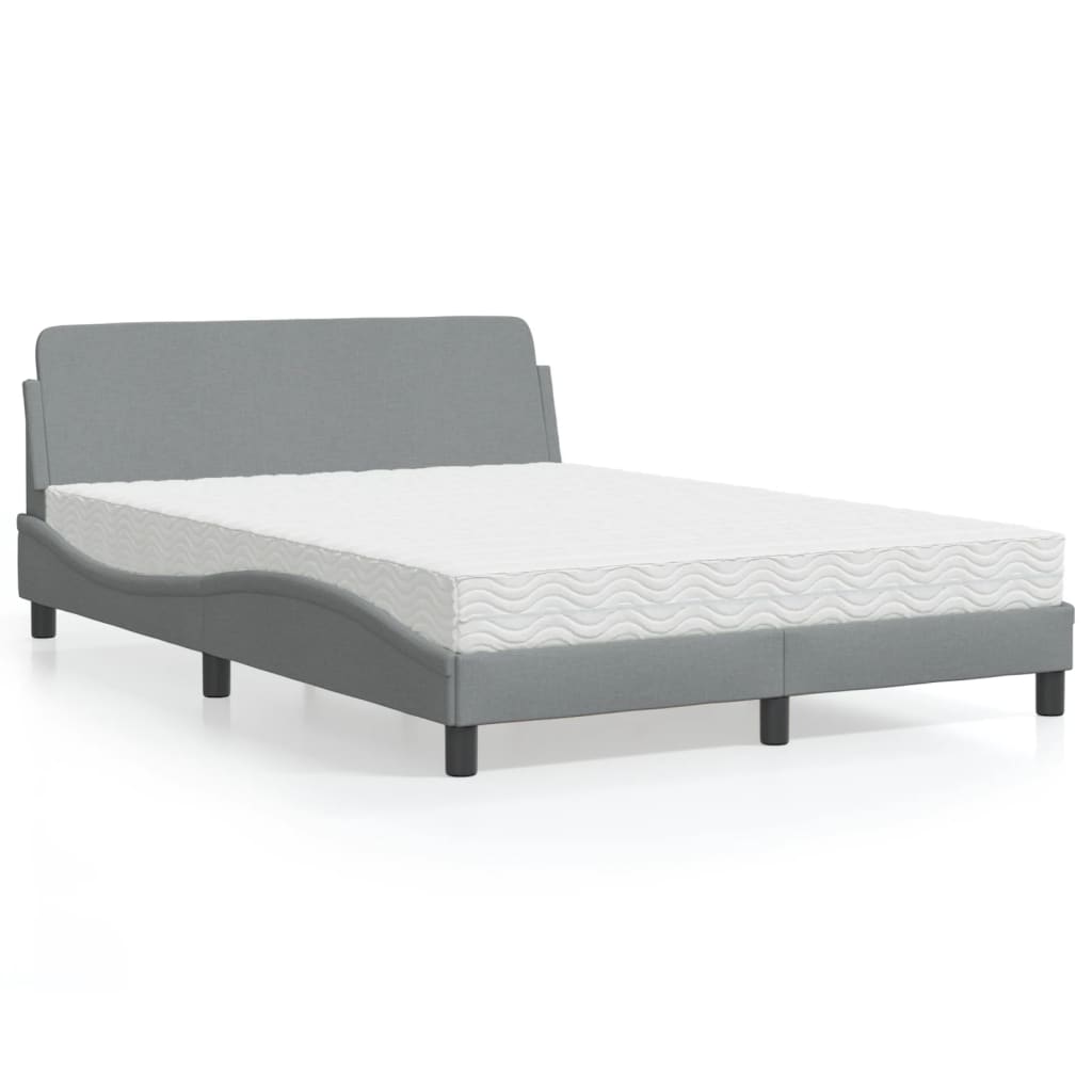 seng med madras Dover 140x190 cm stof lysegrå