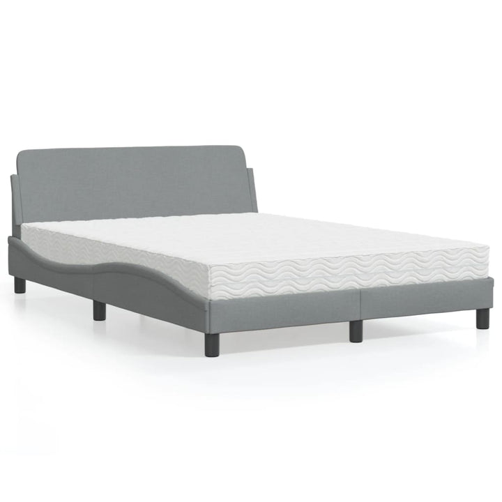 seng med madras Dover 140x190 cm stof lysegrå