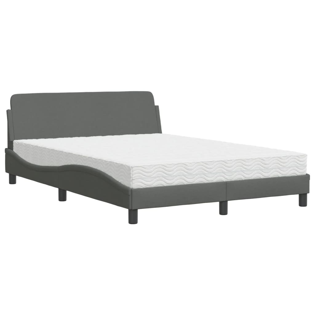 seng med madras Dover 140x190 cm stof mørkegrå