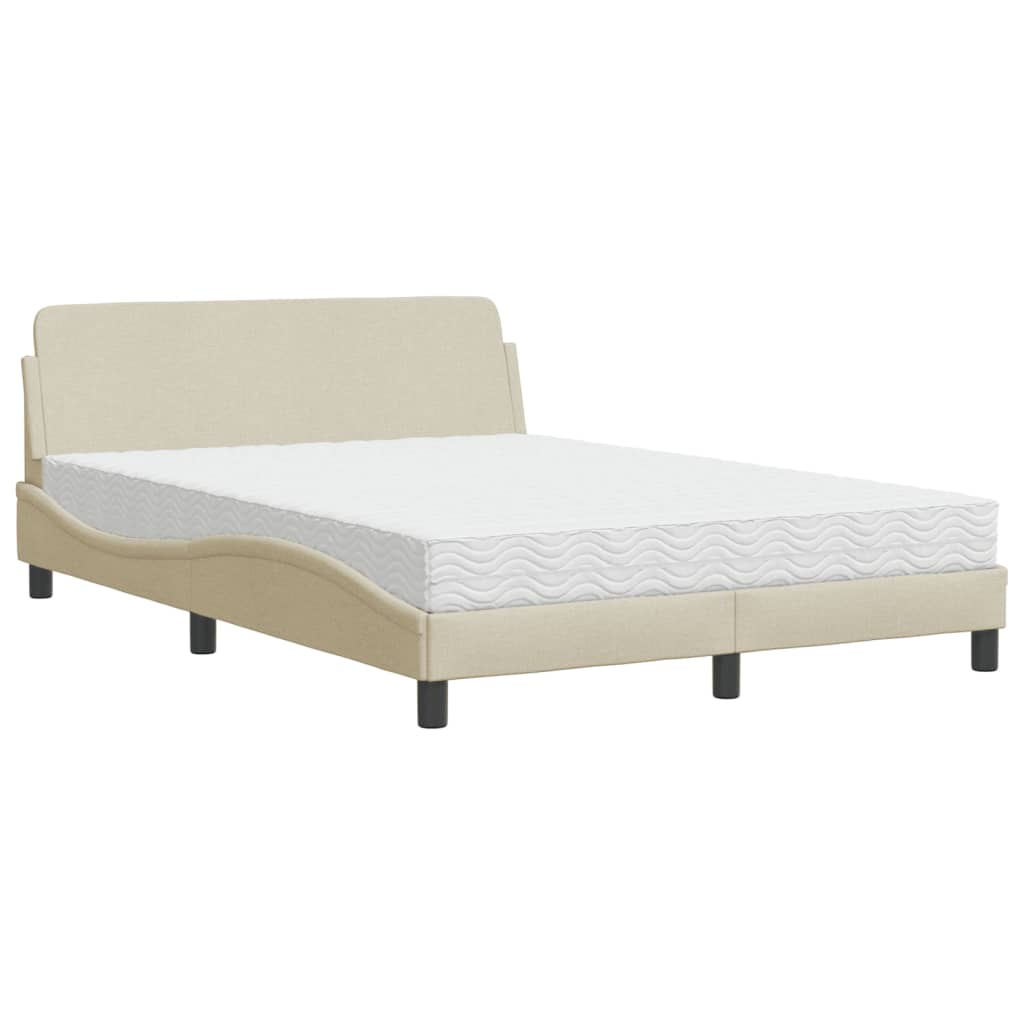 seng med madras Dover 140x190 cm stof cremefarvet