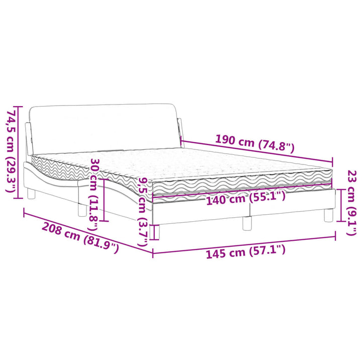 seng med madras Dover 140x190 cm stof cremefarvet