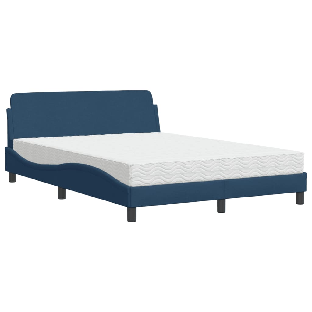 seng med madras Dover 140x190 cm stof blå