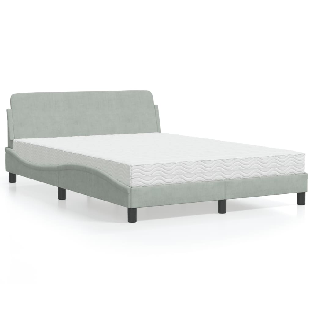 seng med madras Dover 140x190 cm velour lysegrå