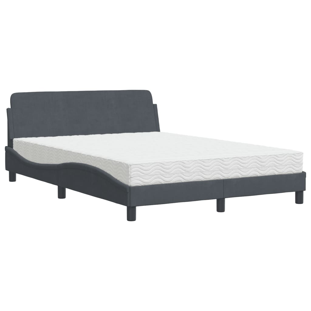 seng med madras Dover 140x190 cm velour mørkegrå