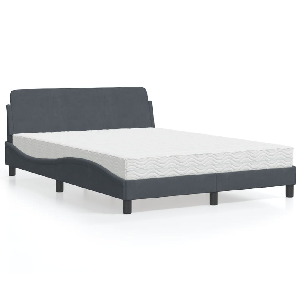 seng med madras Dover 140x190 cm velour mørkegrå