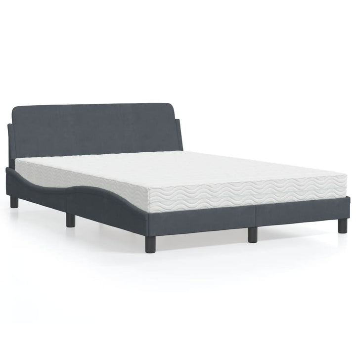 seng med madras Dover 140x190 cm velour mørkegrå