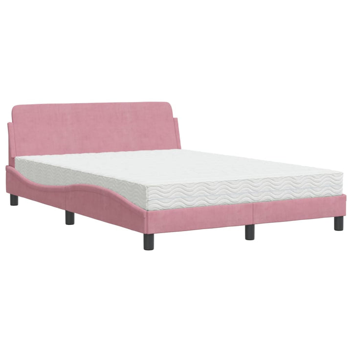 seng med madras Dover 140x190 cm velour lyserød