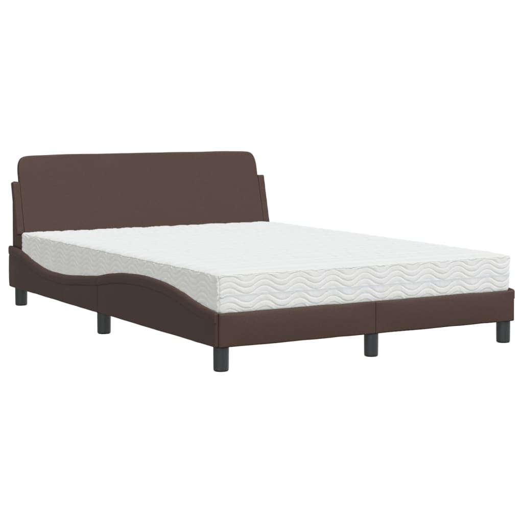 seng med madras Dover 140x190 cm kunstlæder brun