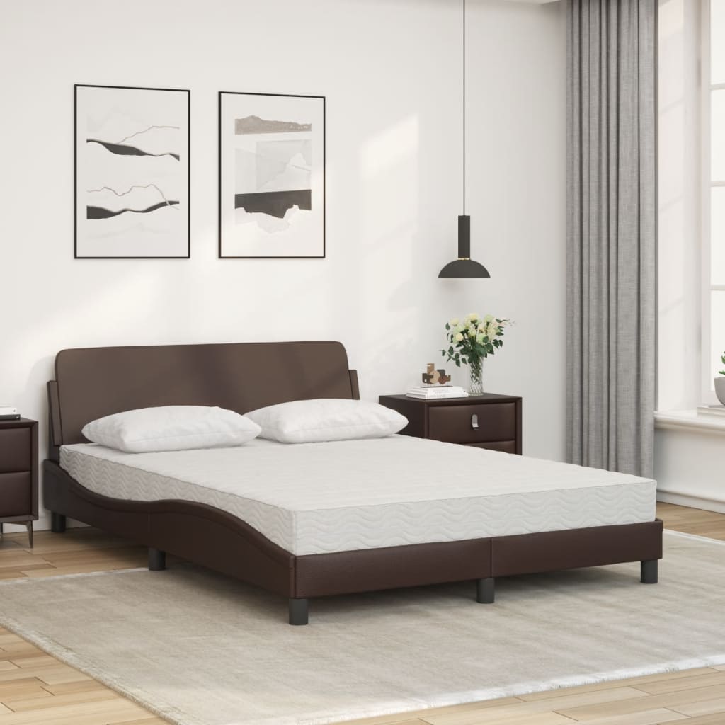 seng med madras Dover 140x190 cm kunstlæder brun