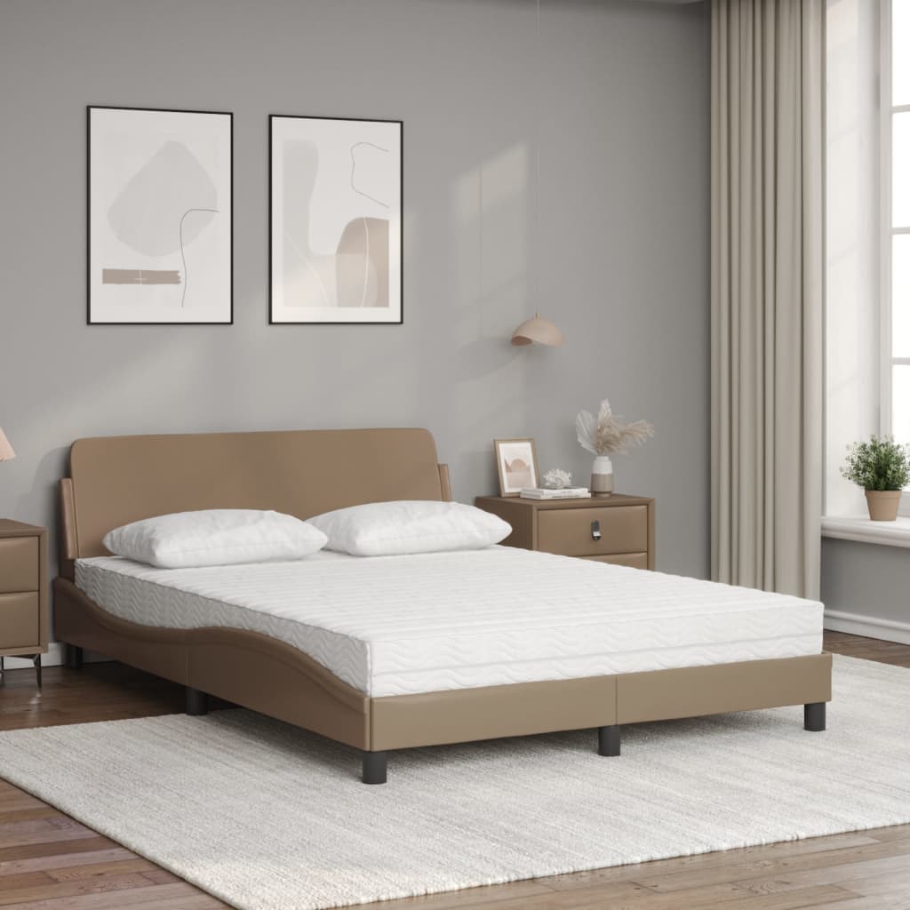 seng med madras Dover 140x190 cm kunstlæder cappuccinofarvet