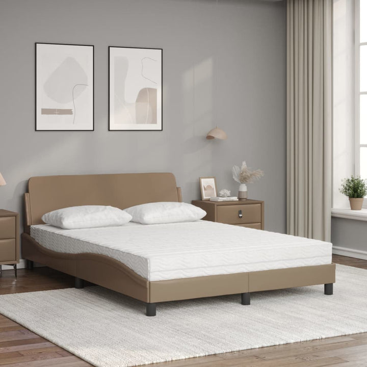 seng med madras Dover 140x190 cm kunstlæder cappuccinofarvet