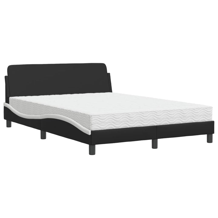 seng med madras Dover 140x190 cm kunstlæder sort og hvid