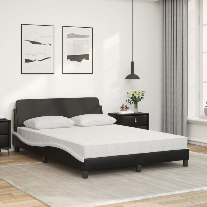 seng med madras Dover 140x190 cm kunstlæder sort og hvid