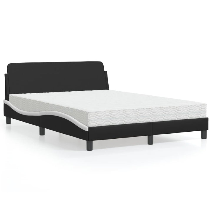 seng med madras Dover 140x190 cm kunstlæder sort og hvid