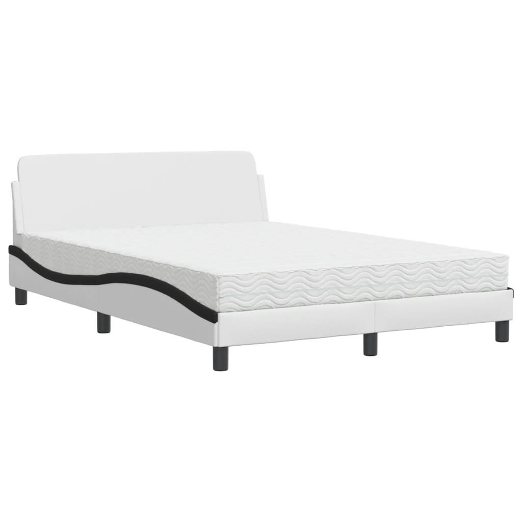 seng med madras Dover 140x190 cm kunstlæder hvid og sort