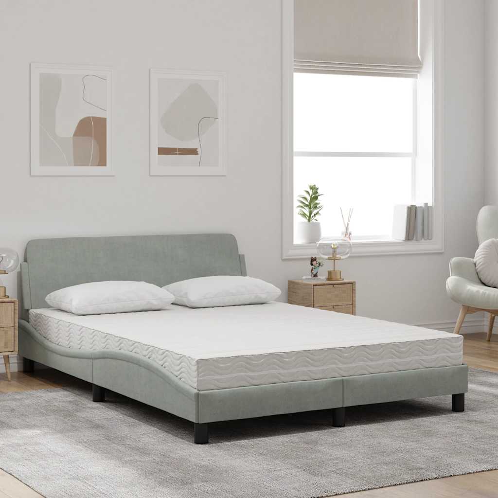 seng med madras Dover 140x200 cm velour lysegrå