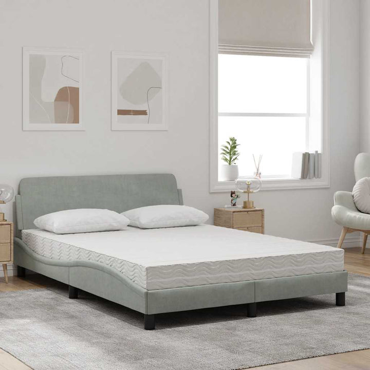 seng med madras Dover 140x200 cm velour lysegrå