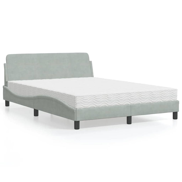 seng med madras Dover 140x200 cm velour lysegrå