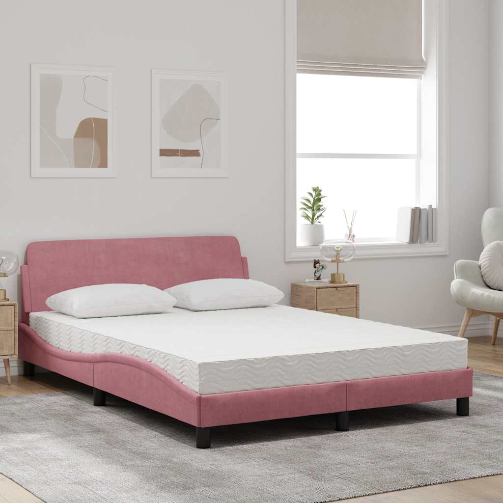 seng med madras Dover 140x200 cm velour lyserød