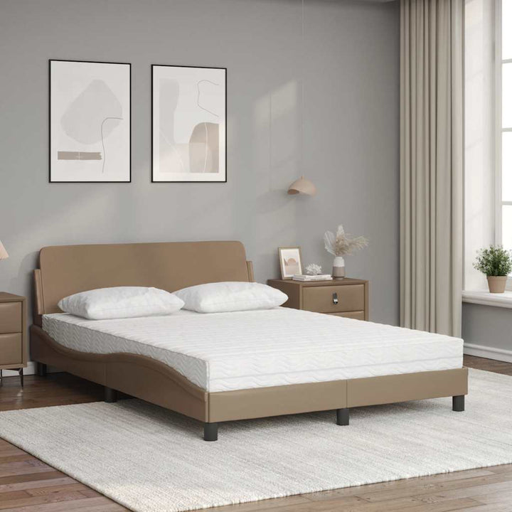 seng med madras Dover 140x200 cm kunstlæder cappuccinofarvet
