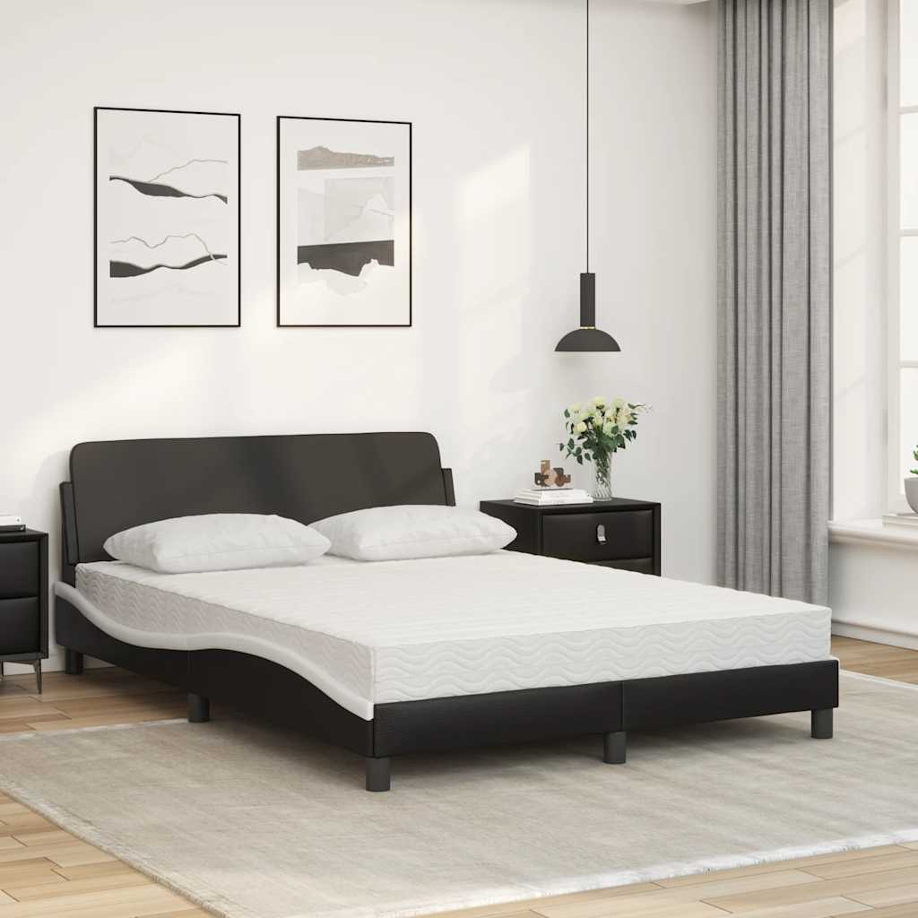 seng med madras Dover 140x200 cm kunstlæder sort og hvid