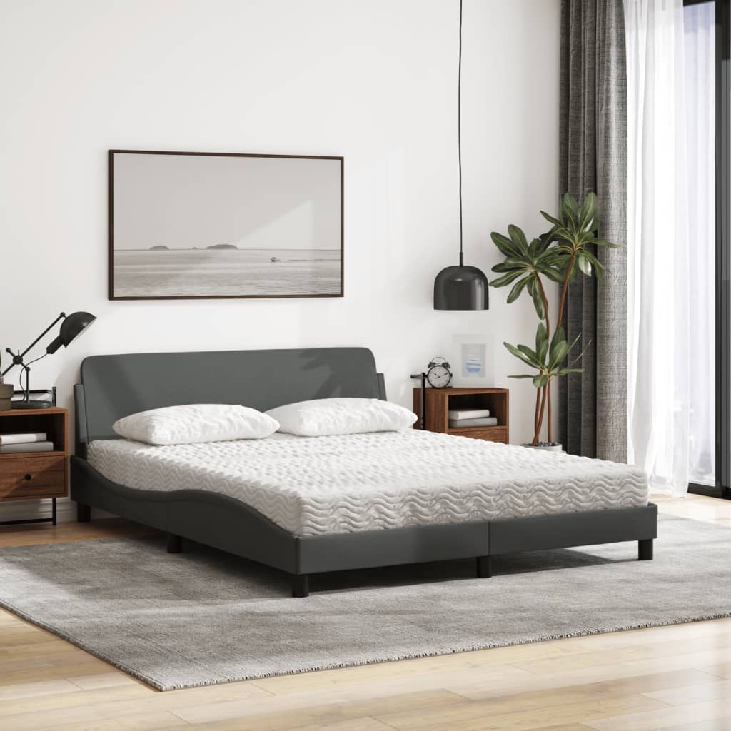 seng med madras Dover 160x200 cm stof mørkegrå