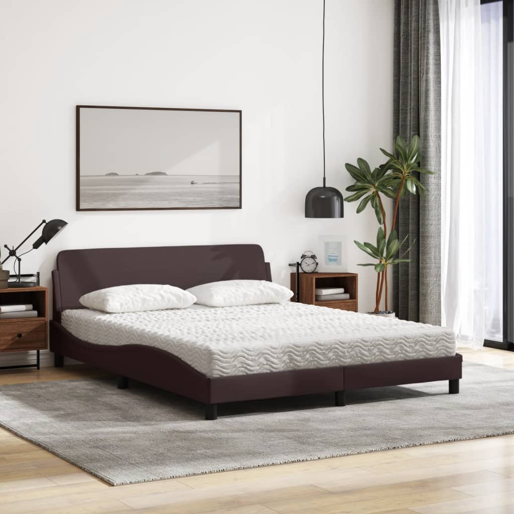 seng med madras Dover 160x200 cm stof mørkebrun