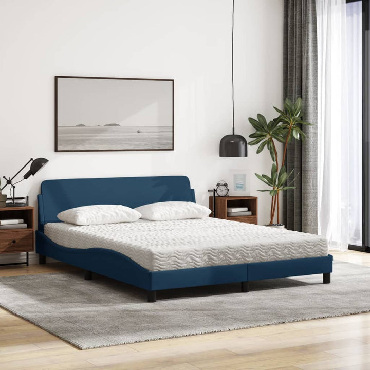 seng med madras Dover 160x200 cm stof blå