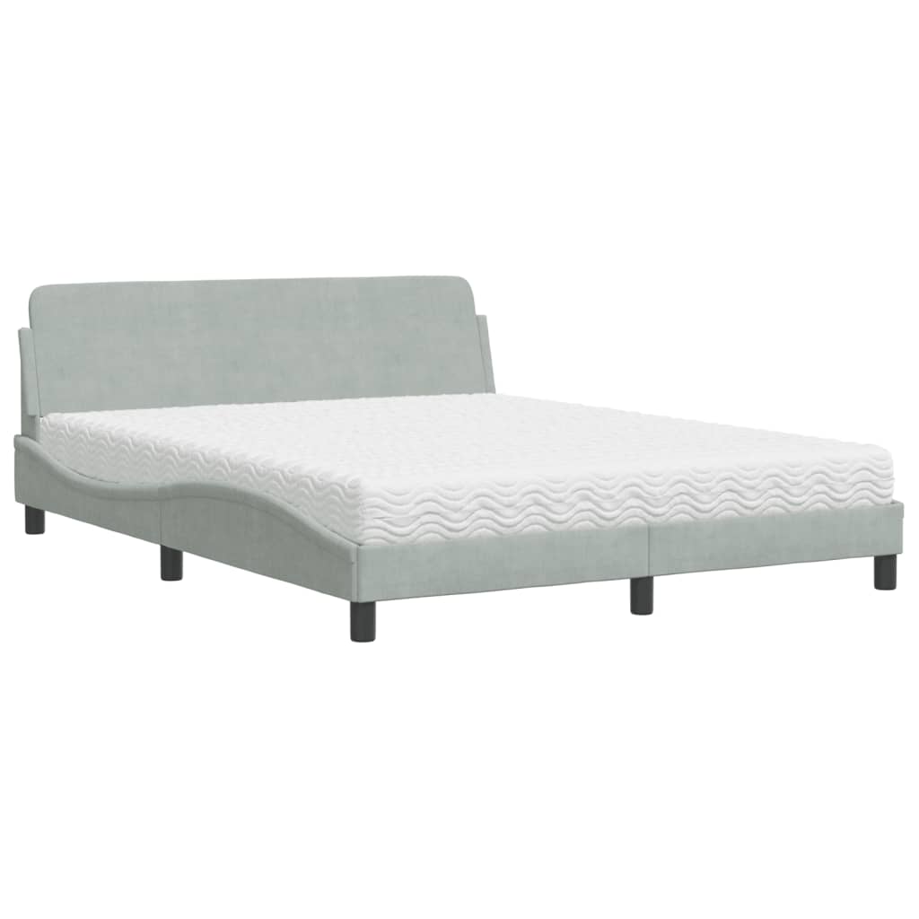 seng med madras Dover 160x200 cm velour lysegrå