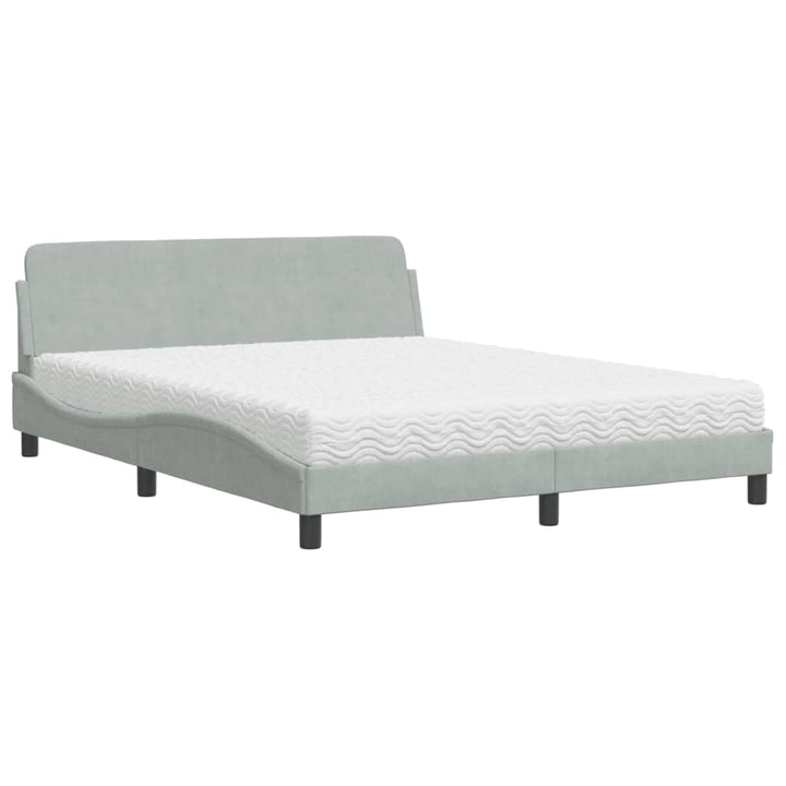 seng med madras Dover 160x200 cm velour lysegrå