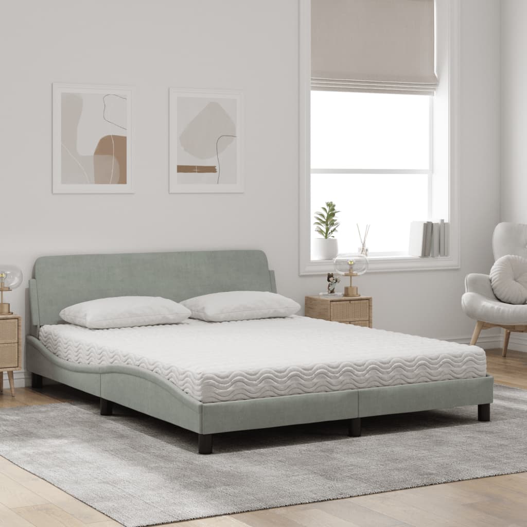seng med madras Dover 160x200 cm velour lysegrå