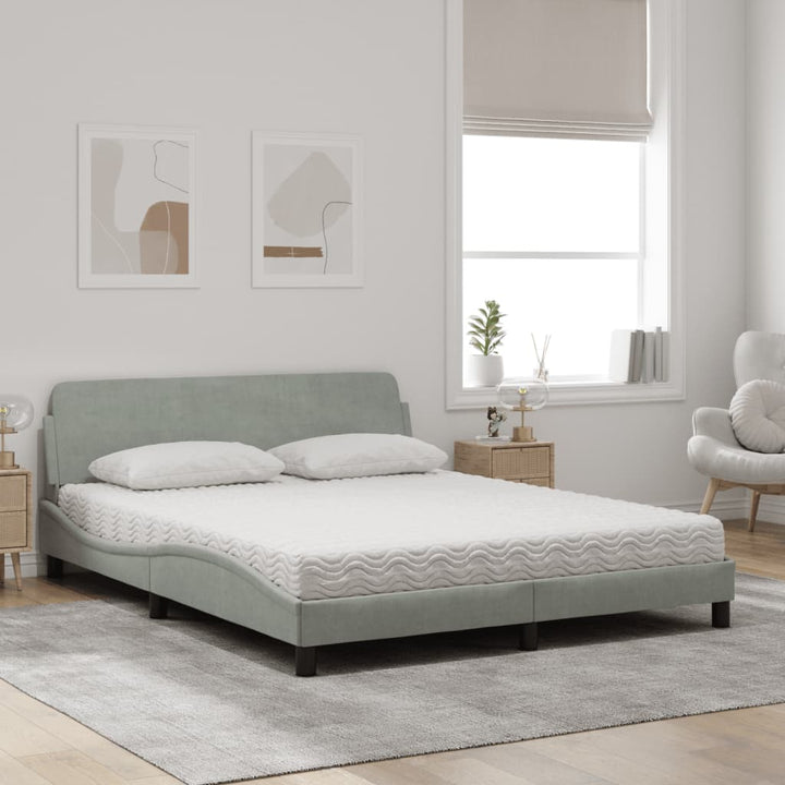 seng med madras Dover 160x200 cm velour lysegrå
