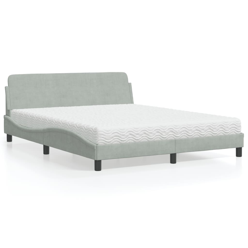 seng med madras Dover 160x200 cm velour lysegrå