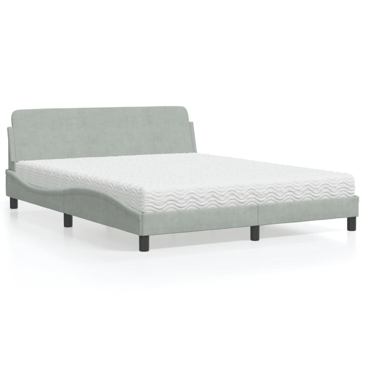 seng med madras Dover 160x200 cm velour lysegrå