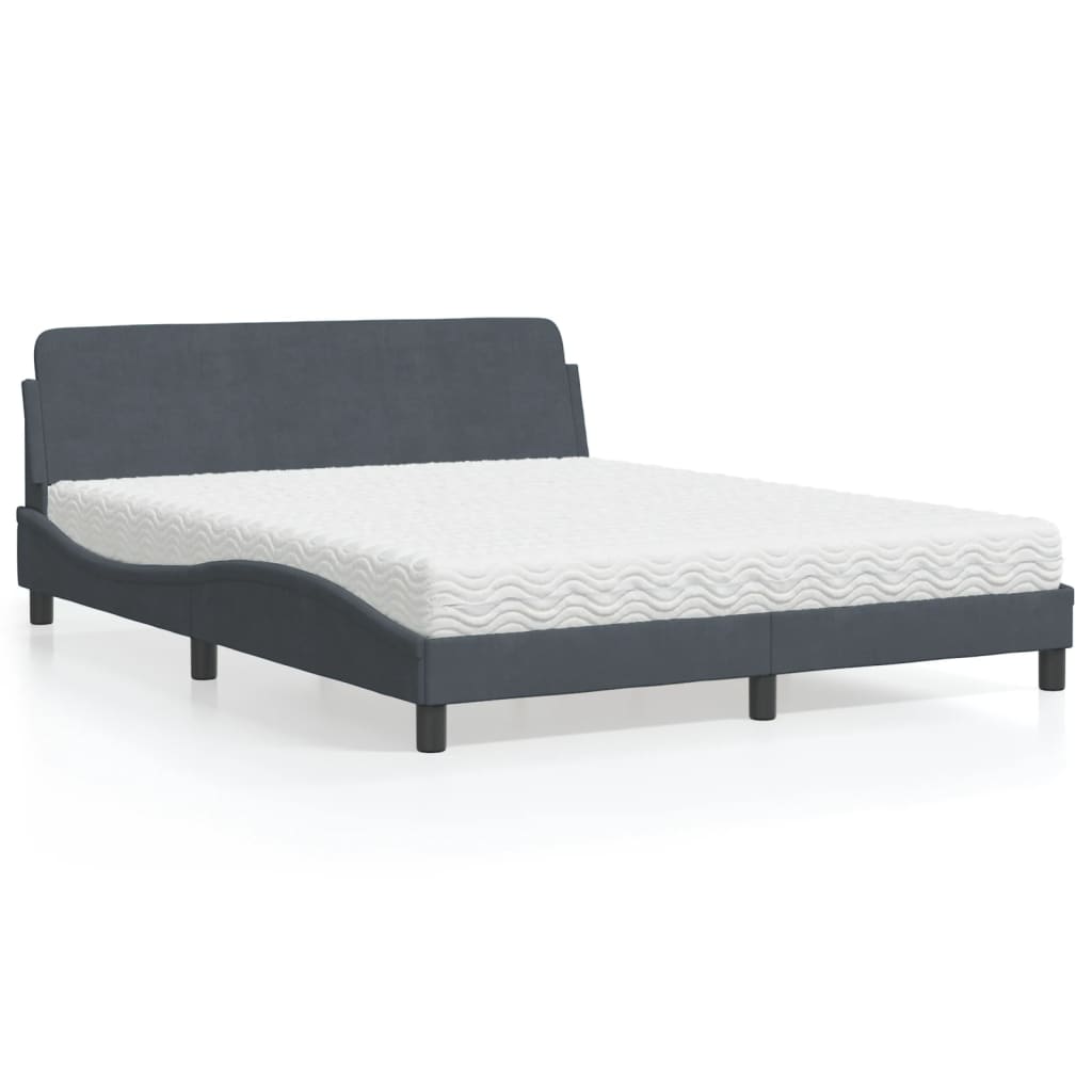 seng med madras Dover 160x200 cm velour mørkegrå