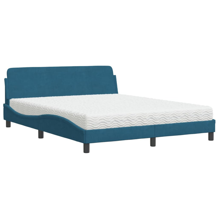 seng med madras Dover 160x200 cm velour blå