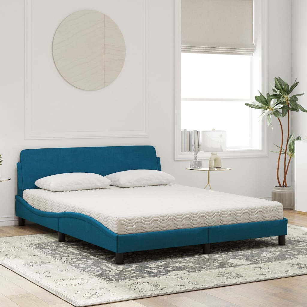 seng med madras Dover 160x200 cm velour blå