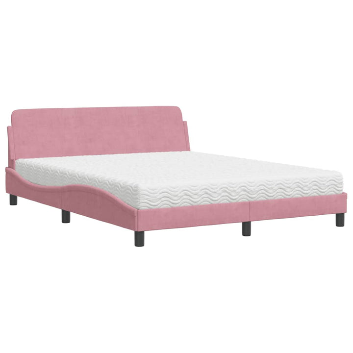 seng med madras Dover 160x200 cm velour lyserød