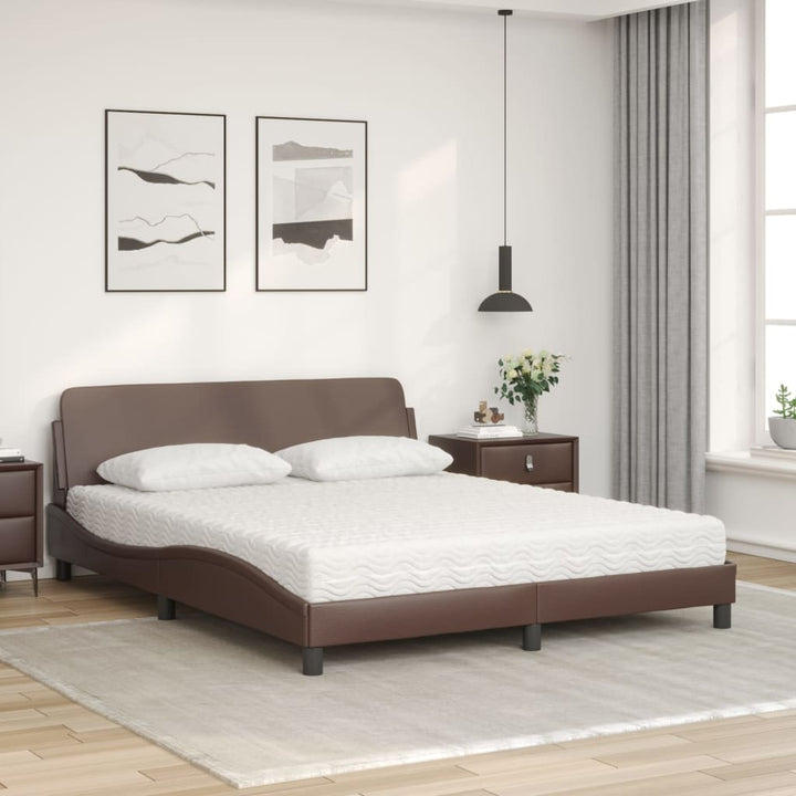 seng med madras Dover 160x200 cm kunstlæder brun
