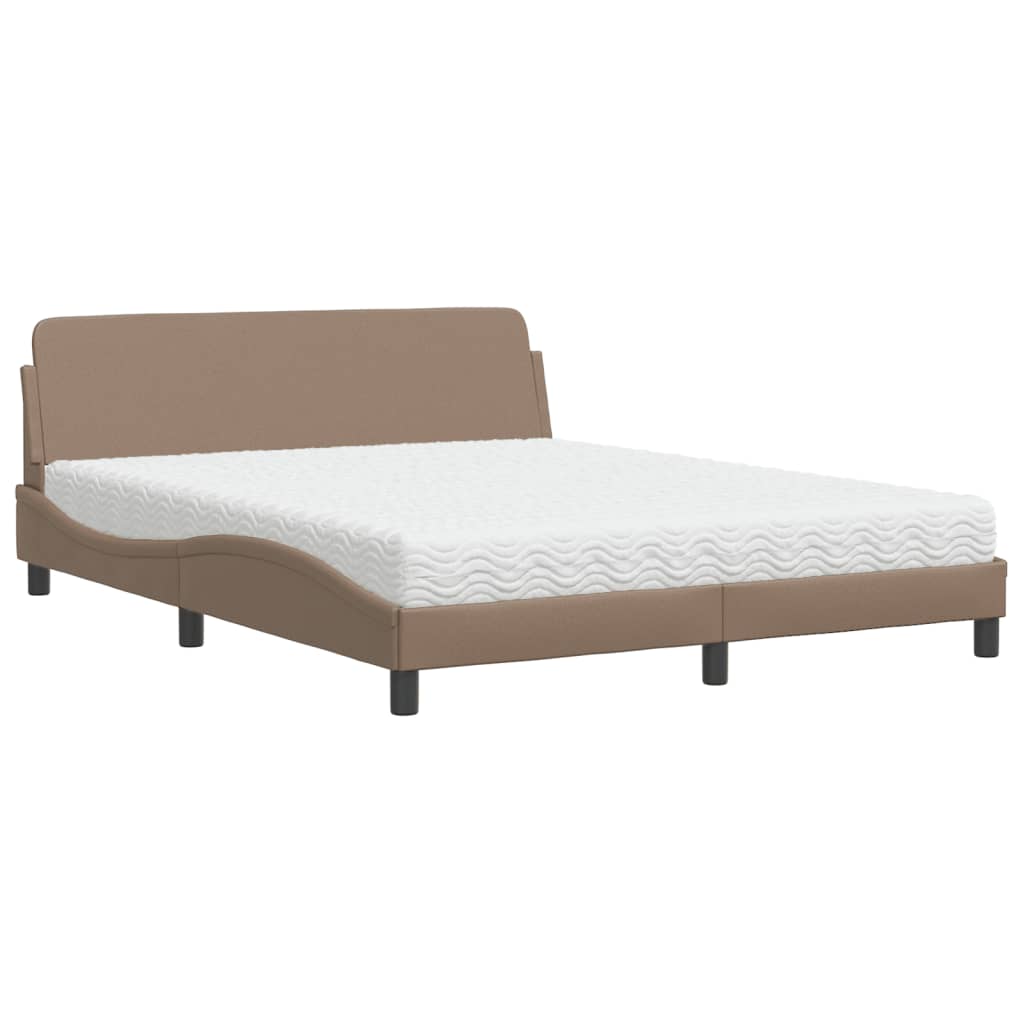 seng med madras Dover 160x200 cm kunstlæder cappuccinofarvet