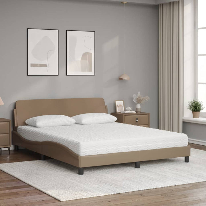 seng med madras Dover 160x200 cm kunstlæder cappuccinofarvet
