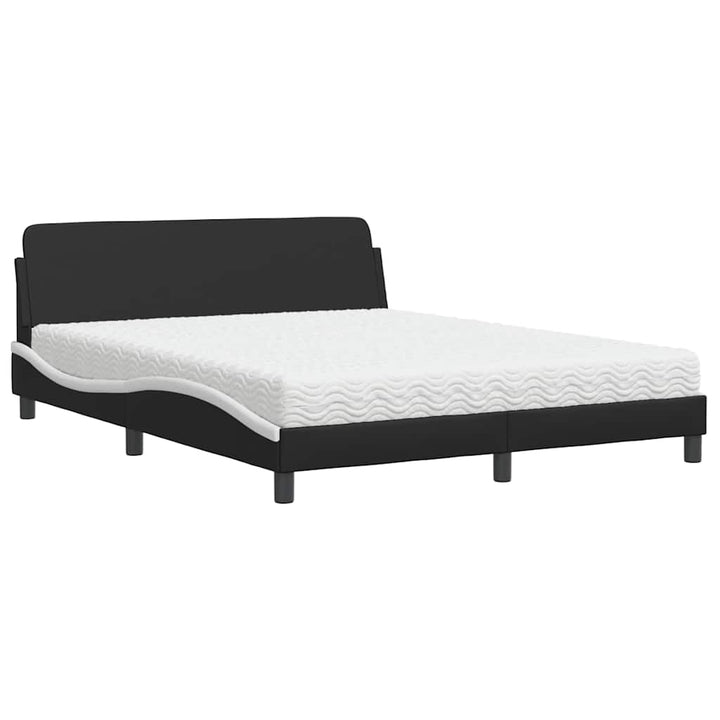 seng med madras Dover 160x200 cm kunstlæder sort og hvid