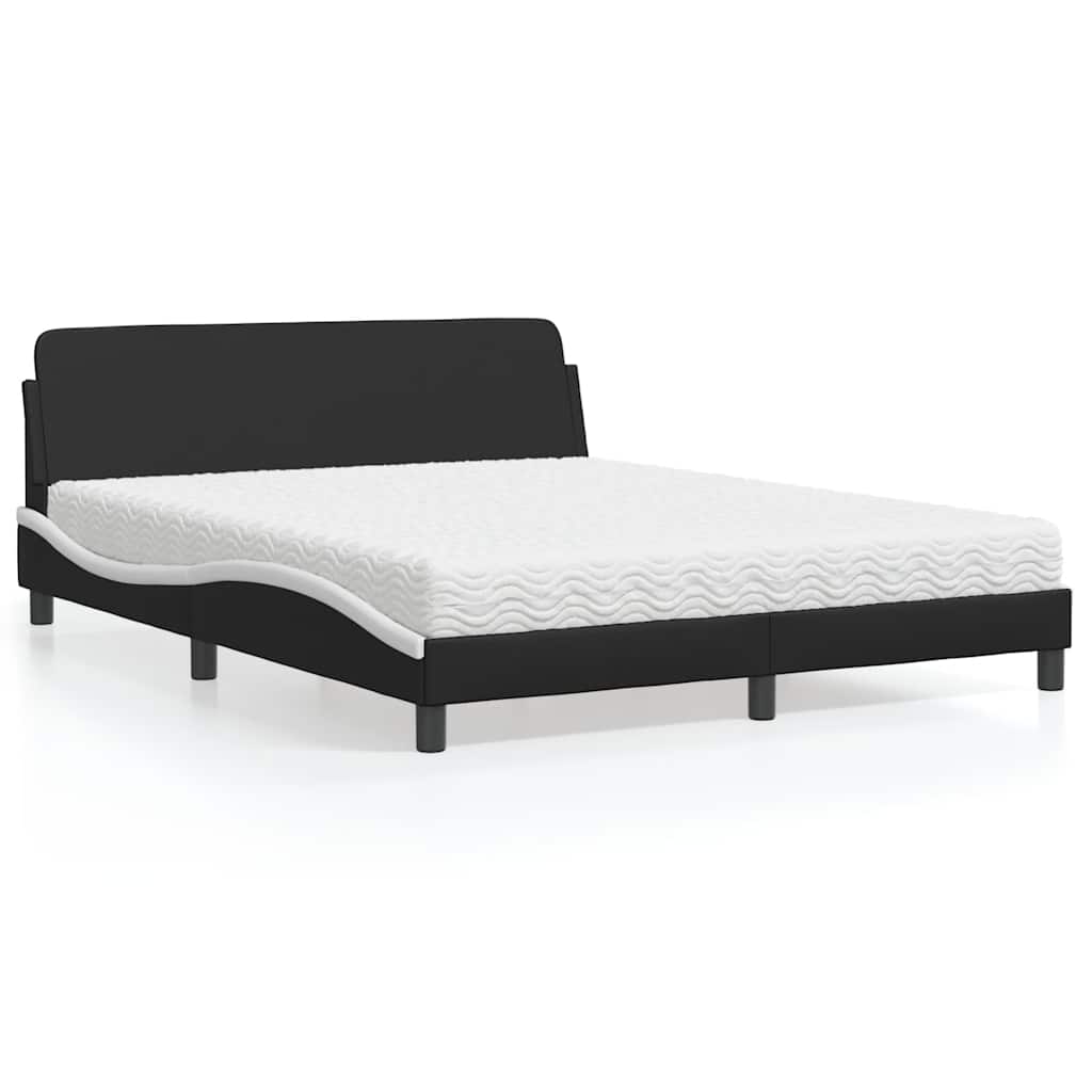seng med madras Dover 160x200 cm kunstlæder sort og hvid