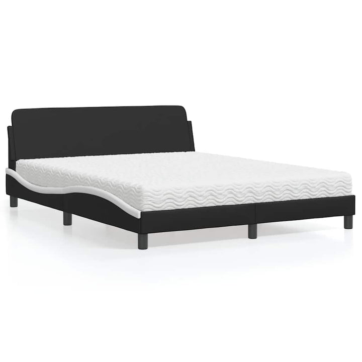 seng med madras Dover 160x200 cm kunstlæder sort og hvid