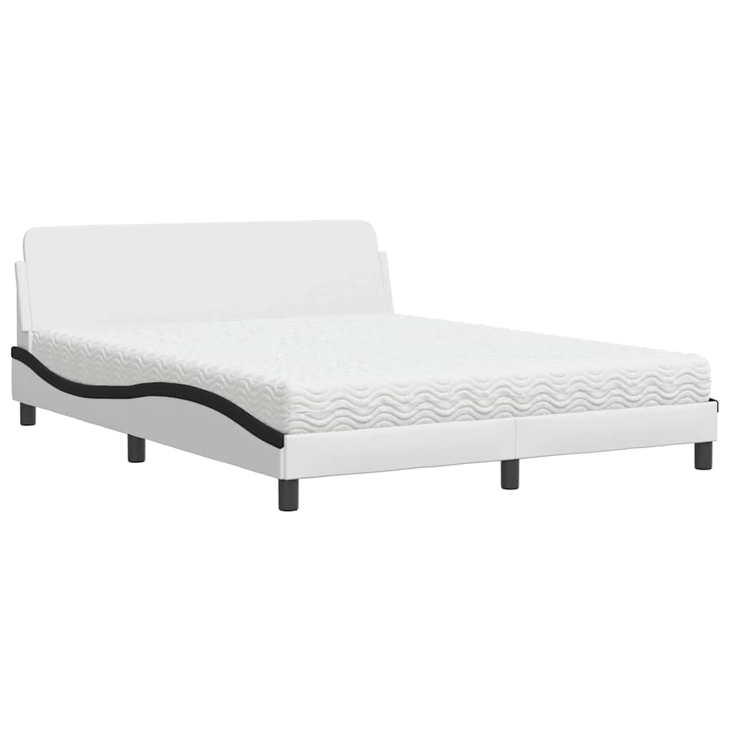 seng med madras Dover 160x200 cm kunstlæder hvid og sort
