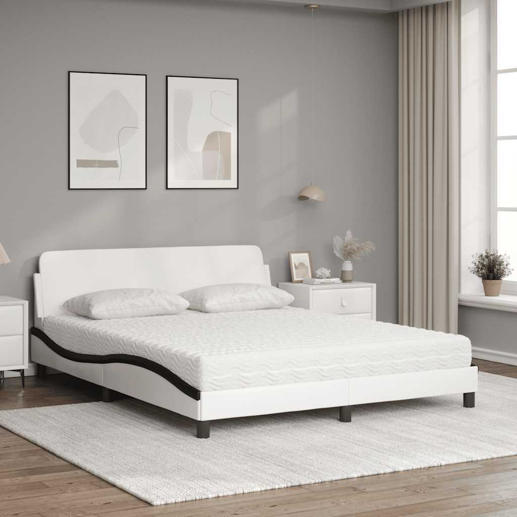 seng med madras Dover 160x200 cm kunstlæder hvid og sort