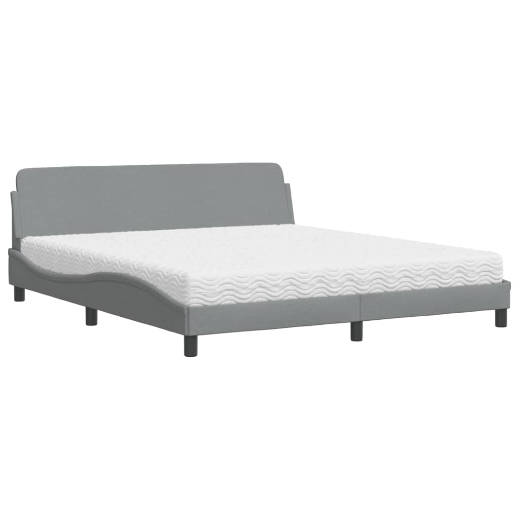 seng med madras Dover 180x200 cm stof lysegrå