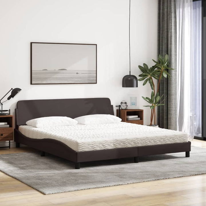 seng med madras Dover 180x200 cm stof mørkebrun