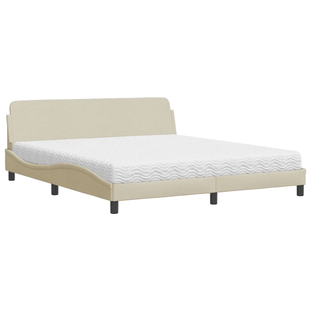 seng med madras Dover 180x200 cm stof cremefarvet