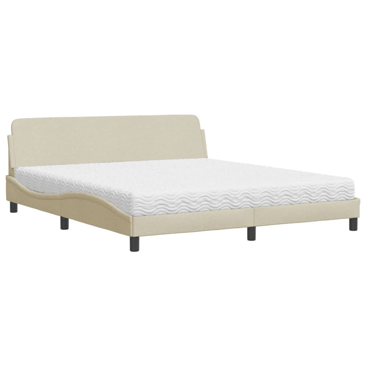 seng med madras Dover 180x200 cm stof cremefarvet